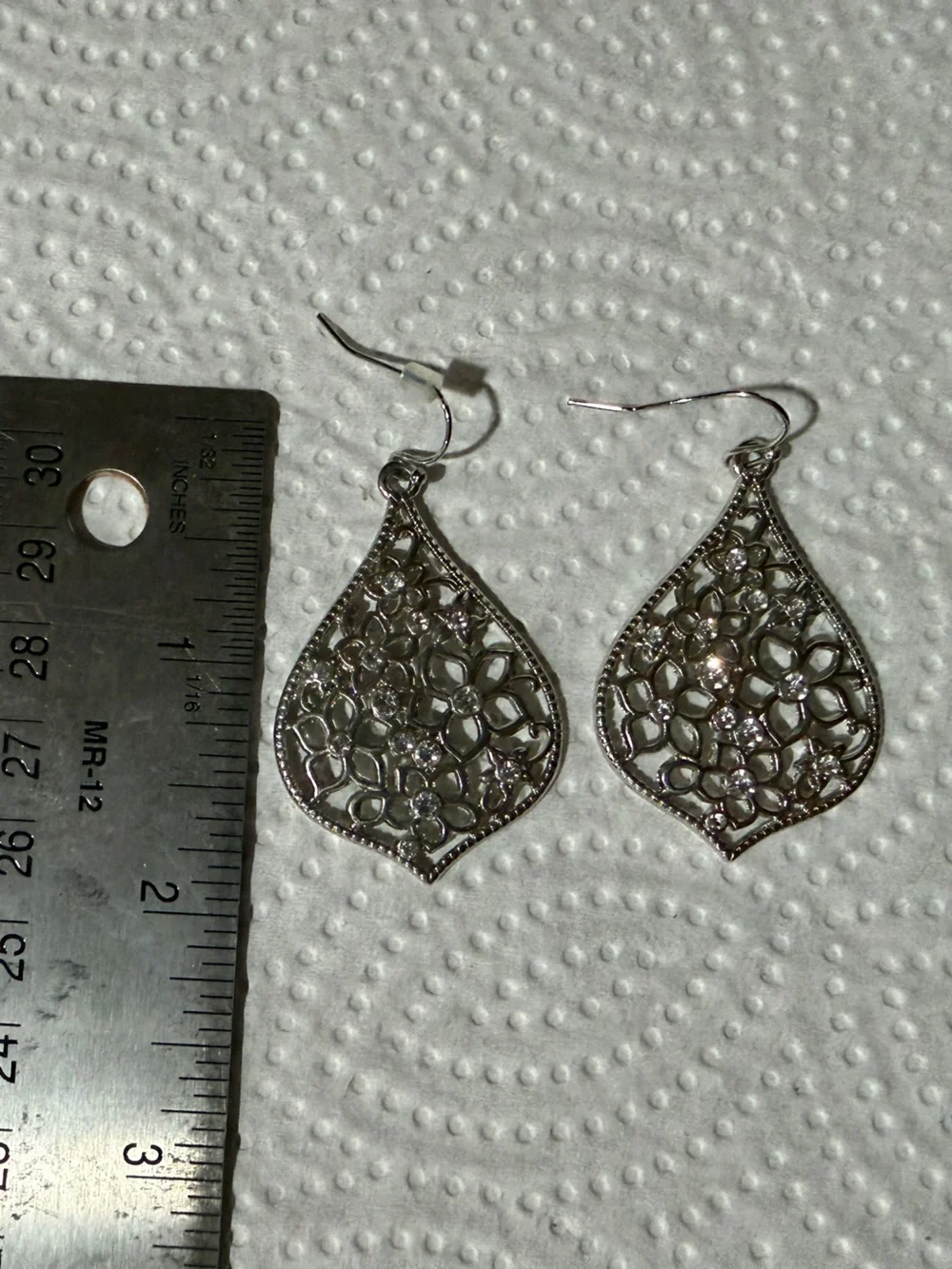 Silver Filigree Teardrop Dangle Earrings - Elegant Women's Jewelry